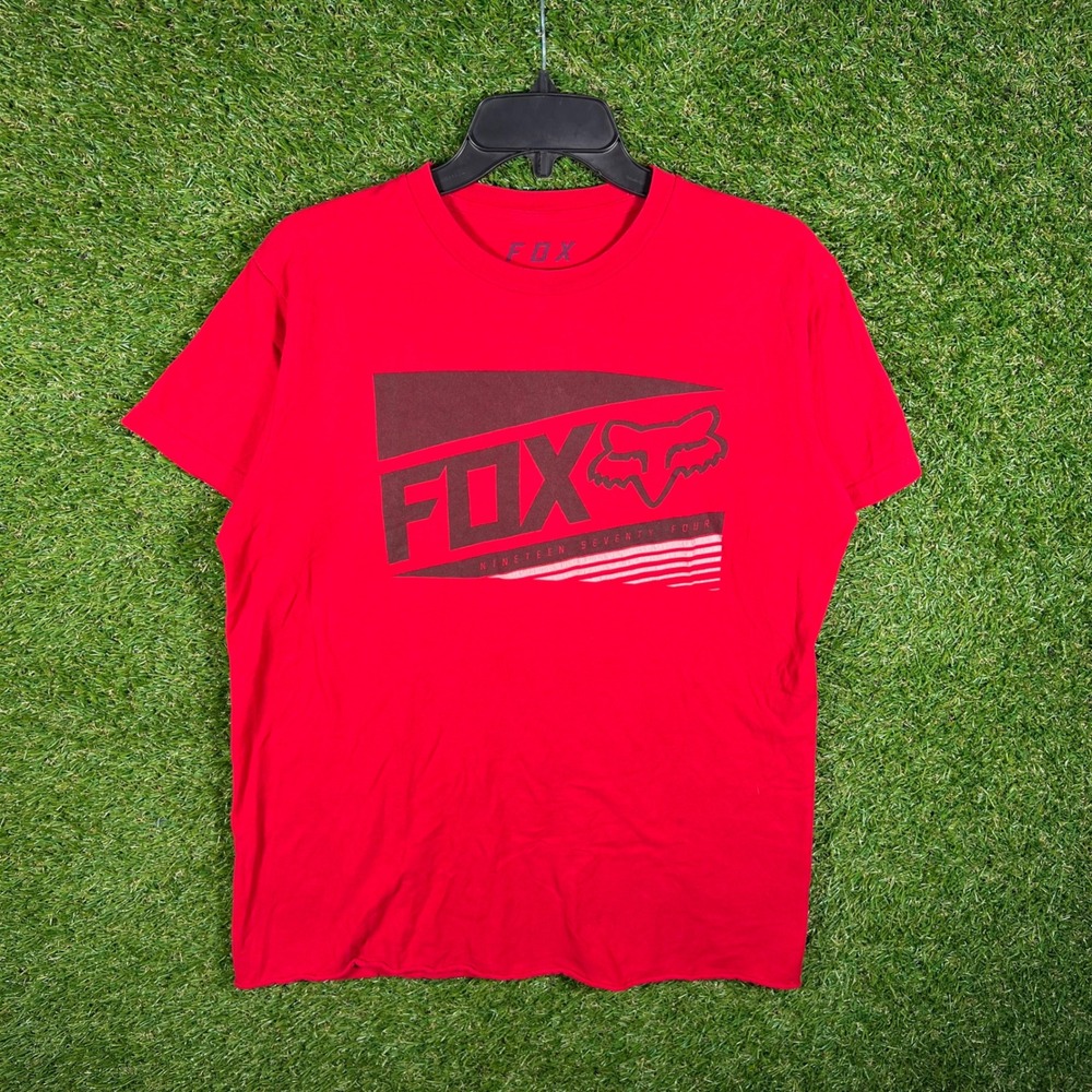 Fox Racing Mens Red Graphic T-Shirt Medium Standard Fit Motocross 1974